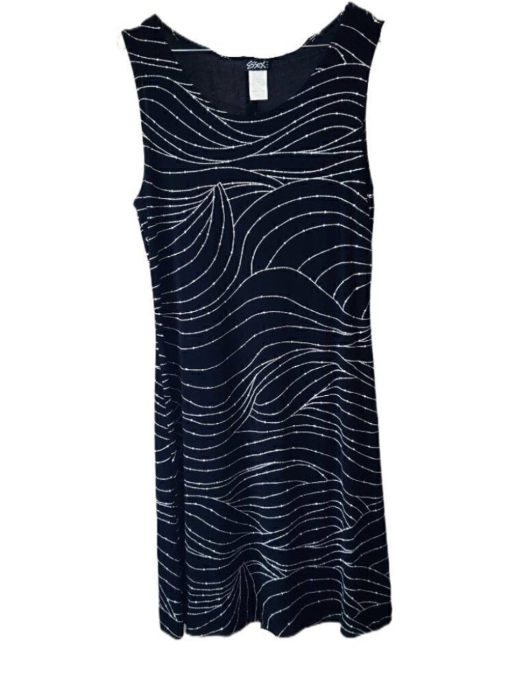 Essex Black with Thin White Patterned Stripes Sleeveless Dress